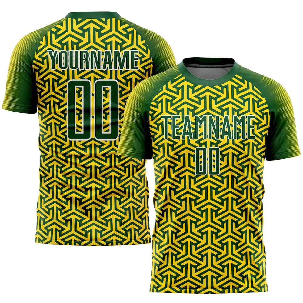 Soccer0145.webp Custom Gold Green-White Sublimation Soccer Uniform Jersey - Image 1