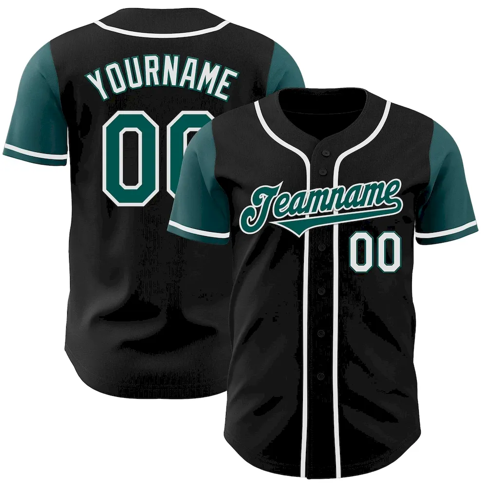 TwoTone0320.webp Custom Black Midnight Green-White Authentic Two Tone Baseball Jersey - Image 1