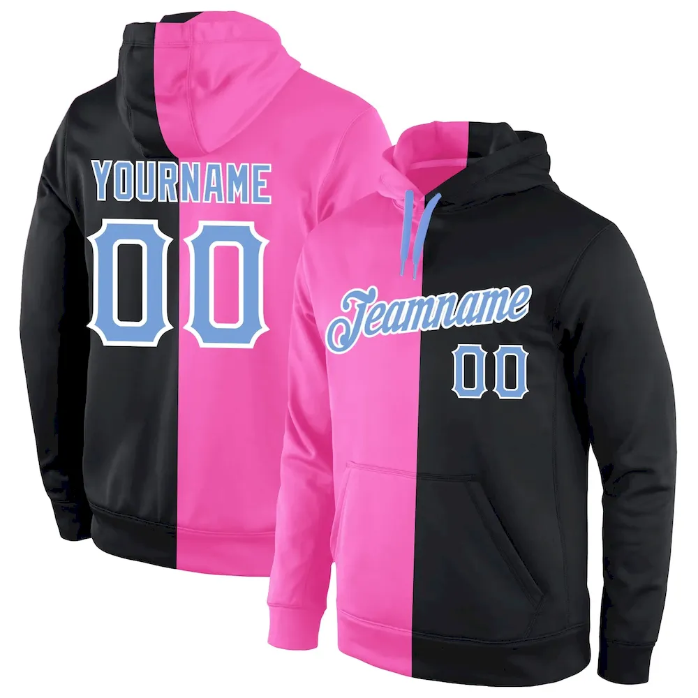 split_0154.webp Custom Stitched Pink Light Blue-Black Split Fashion Sports Pullover Sweatshirt Hoodie - Image 1